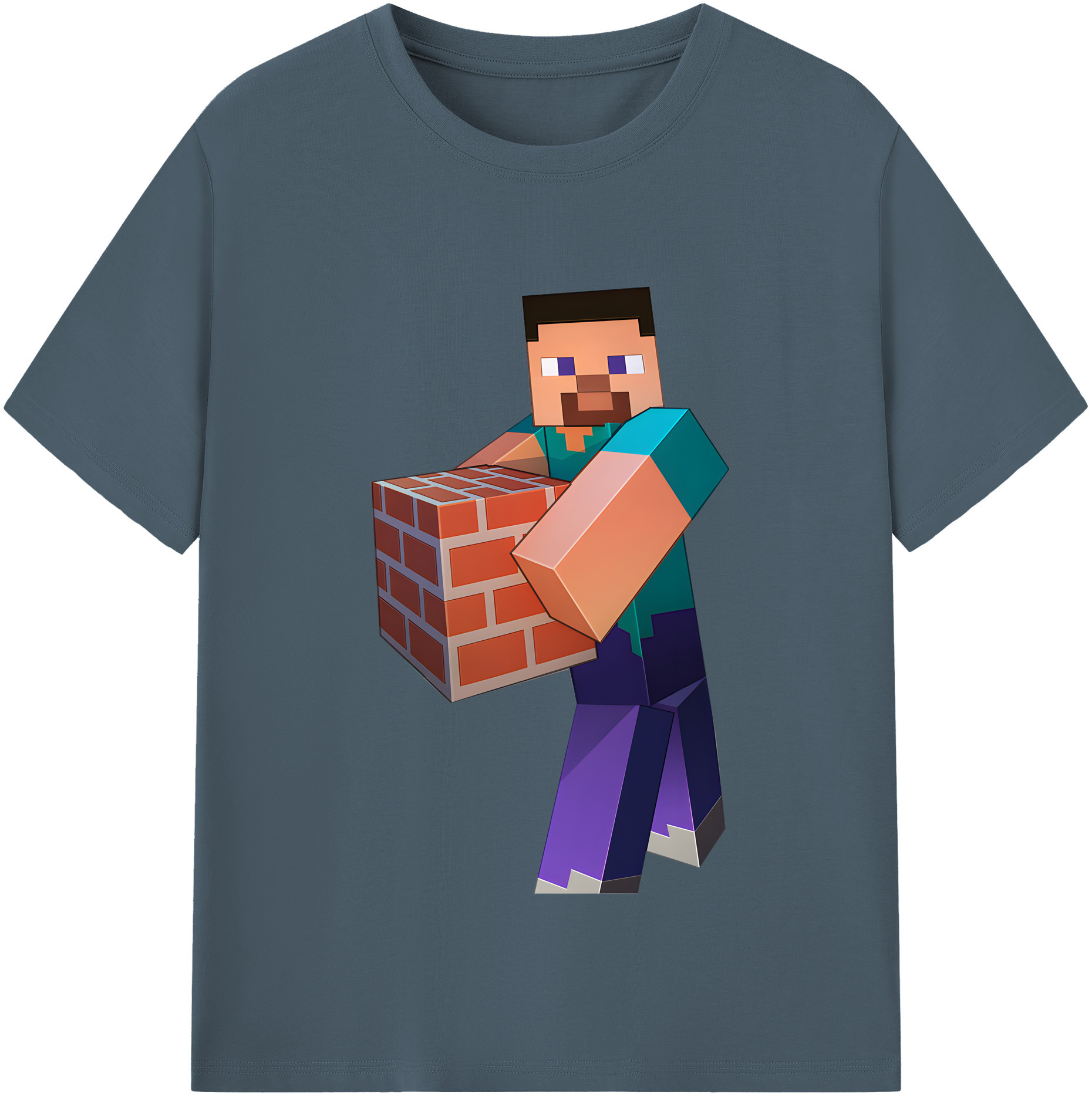 （画像用） マインクラフト ブロックの世界 Minecraft MC Block world 綿100％半袖Tシャツ（フロントプリント）